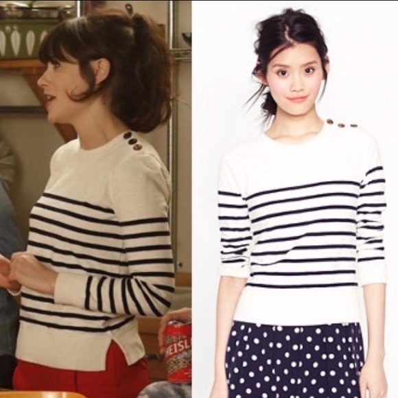 J. Crew Tortoise Button Sweatshirt in Stripe - Picture 2 of 7