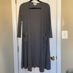 Navy Blue Striped LuLaRoe Sarah Duster Cardigan