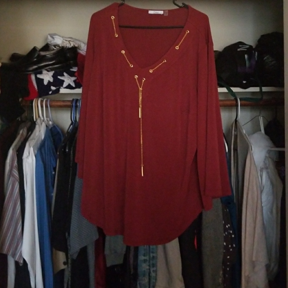 3/4 Sleeve Neck Trim Blouse