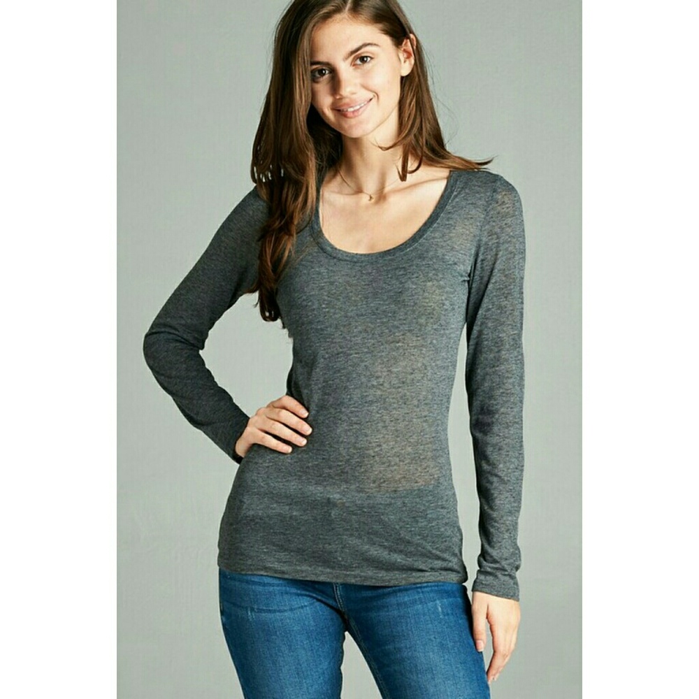 Basic long sleeve scoop neck