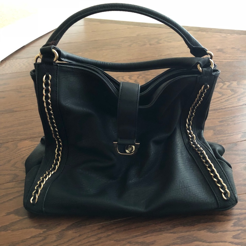 Black and Gold Leather Purse