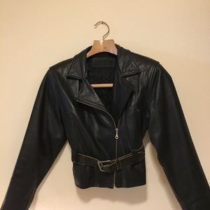 Woman’s Leather Motorcycle Biker Moto Jacket