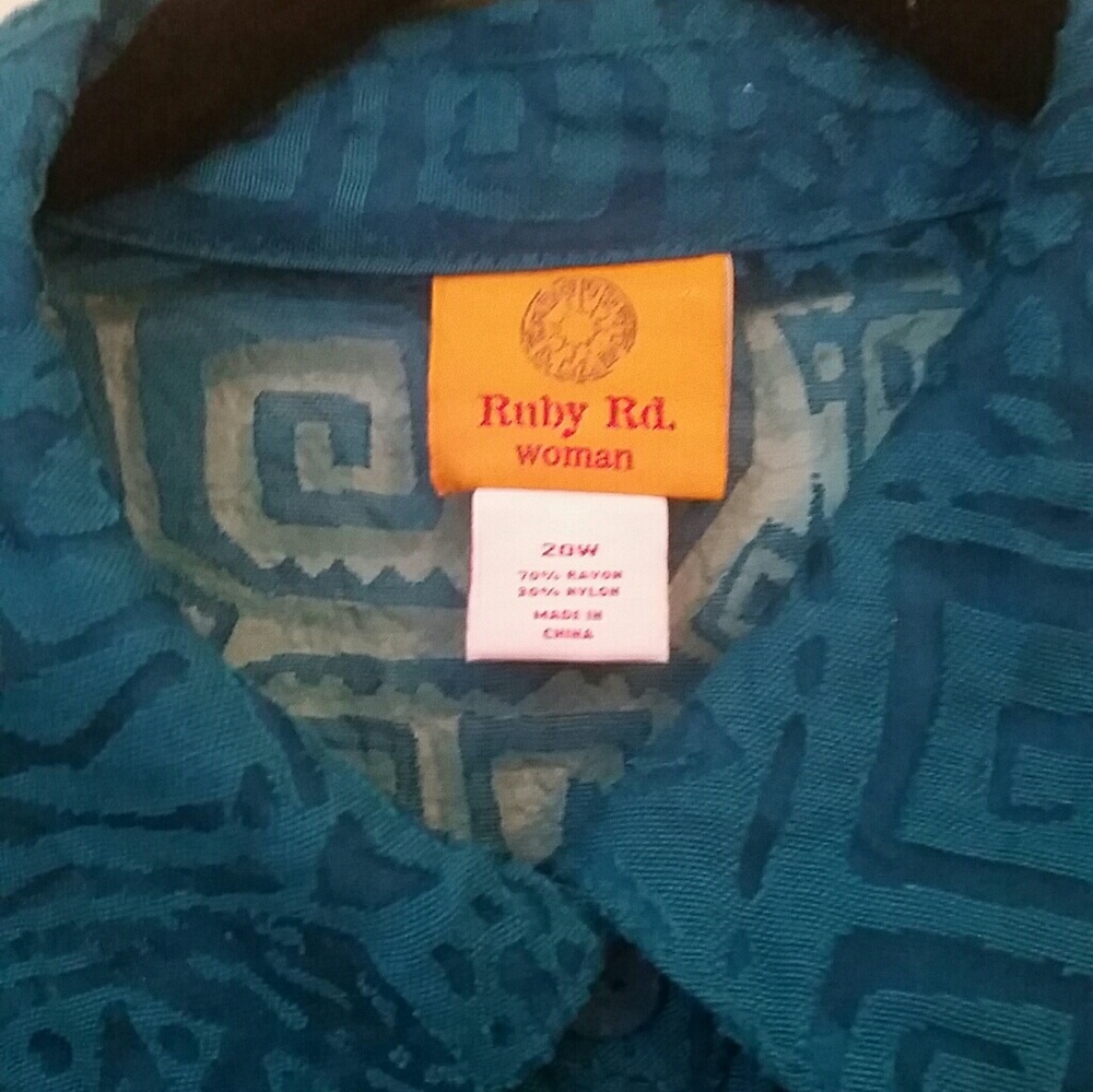 RUBY ROAD WOMENS TEAL LACE TOP NWOT