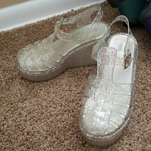 Platform wedge jelly glitter  sandals