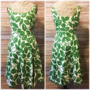 Nine West green and white leaf print dress