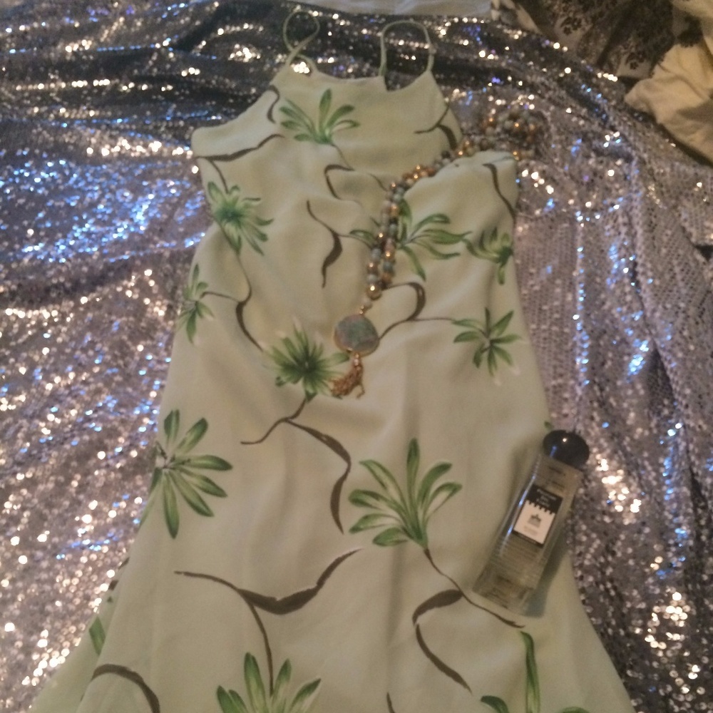 Soft green floral maxi dress