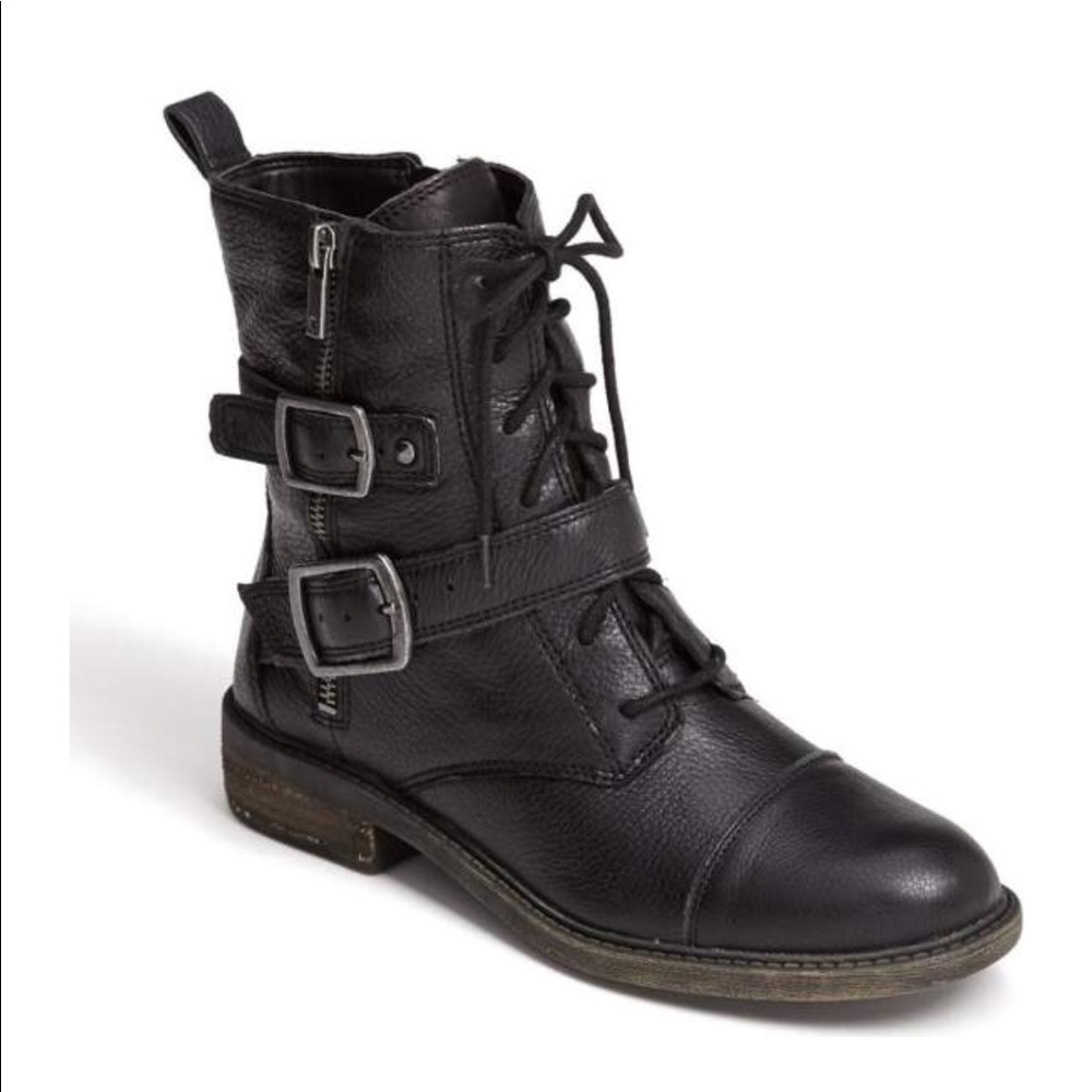 Lucky Brand ‘Nolan’ Combat Boots Black Leather