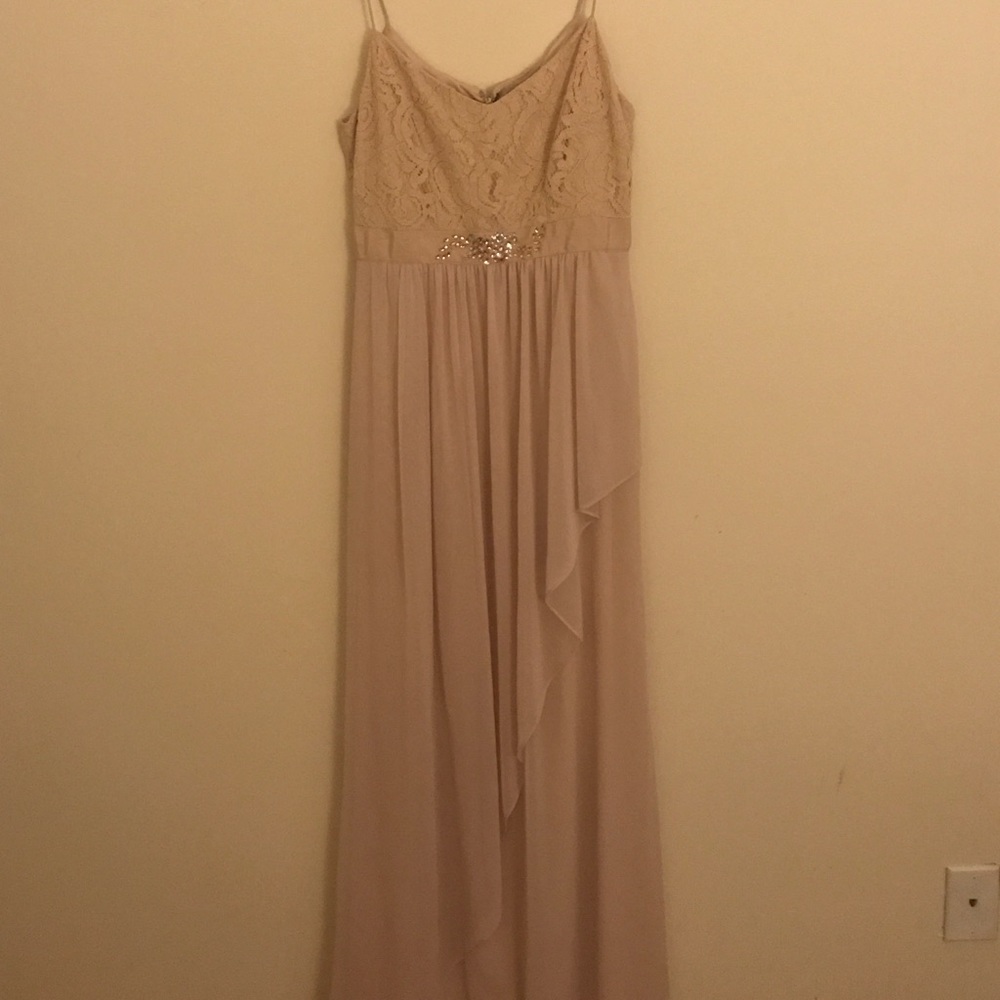Adrianna Papell Almond Color Floor Length Gown. 4