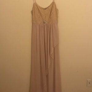 Adrianna Papell Almond Color Floor Length Gown. 4