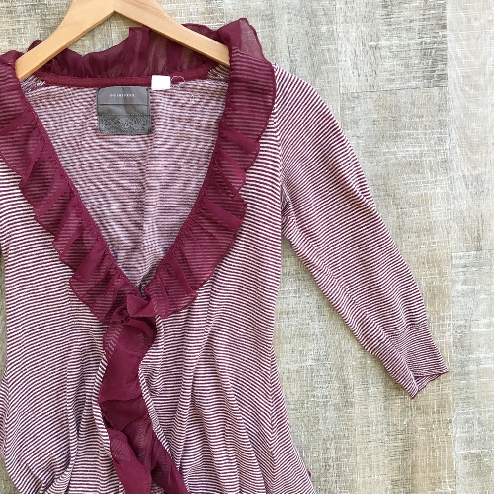 🍁 Guinevere (Anthro) stripe ruffle cardigan