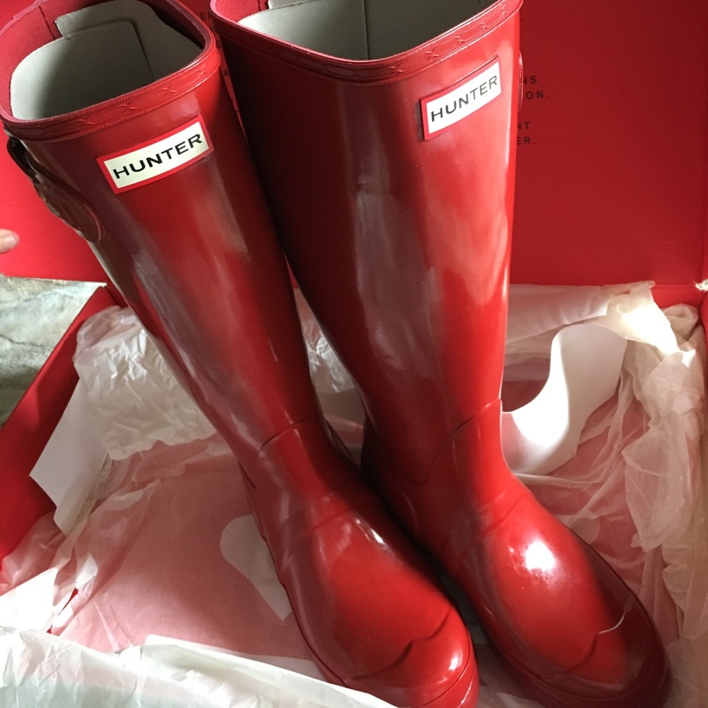 Glossy Red Hunter Boots