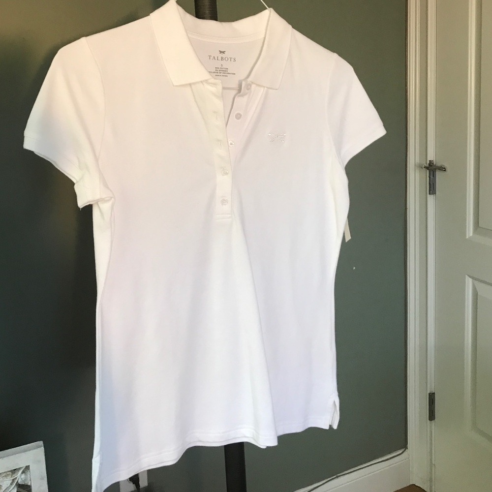 NWT white talbots short sleeve polo