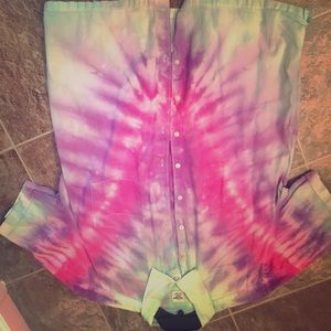 Hand made tyedye short sleeve button down Hand made tyedye short sleeve button down