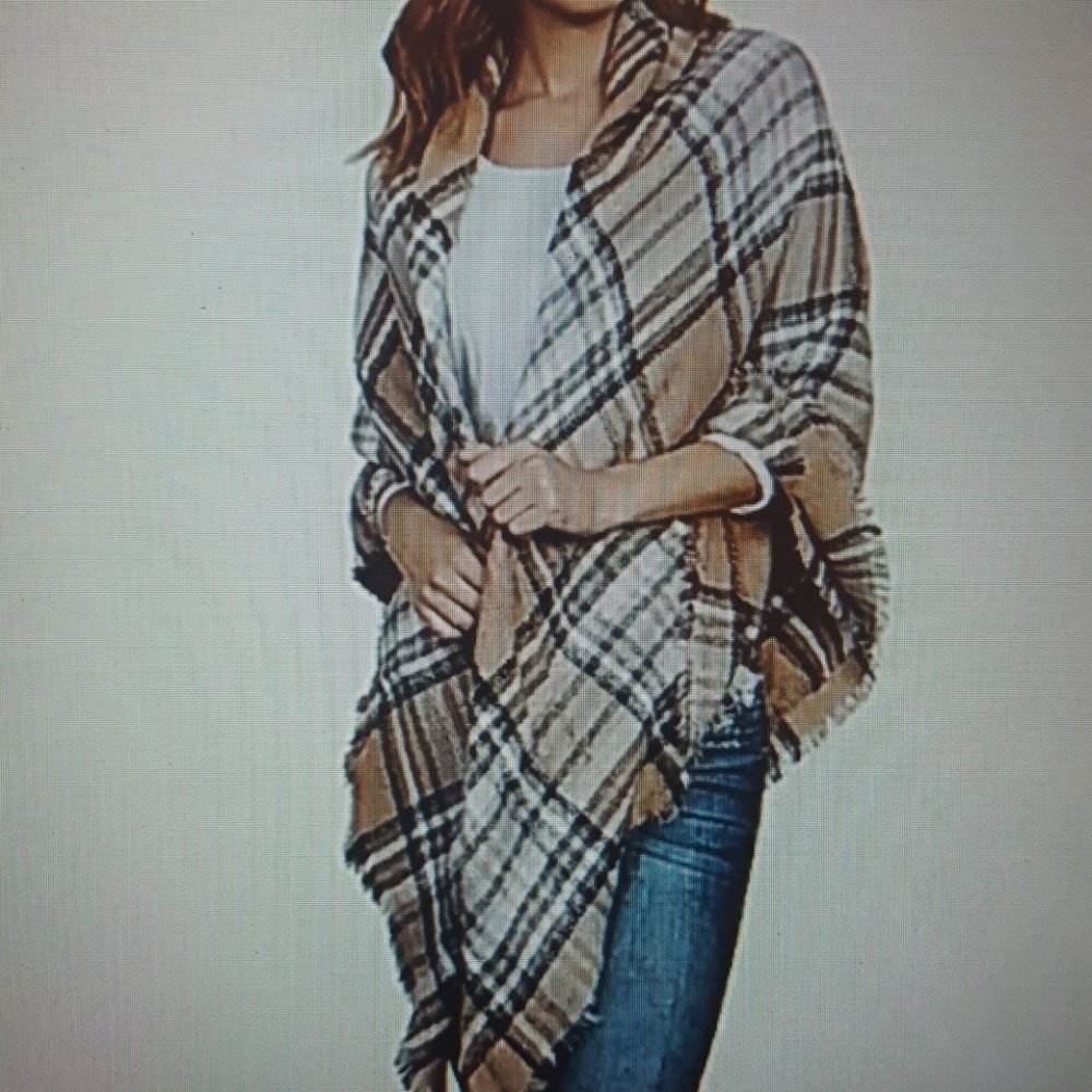 FRINGE PLAID SCARF CAMEL