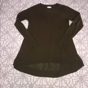 Olive Lightweight Sweater with open weave back