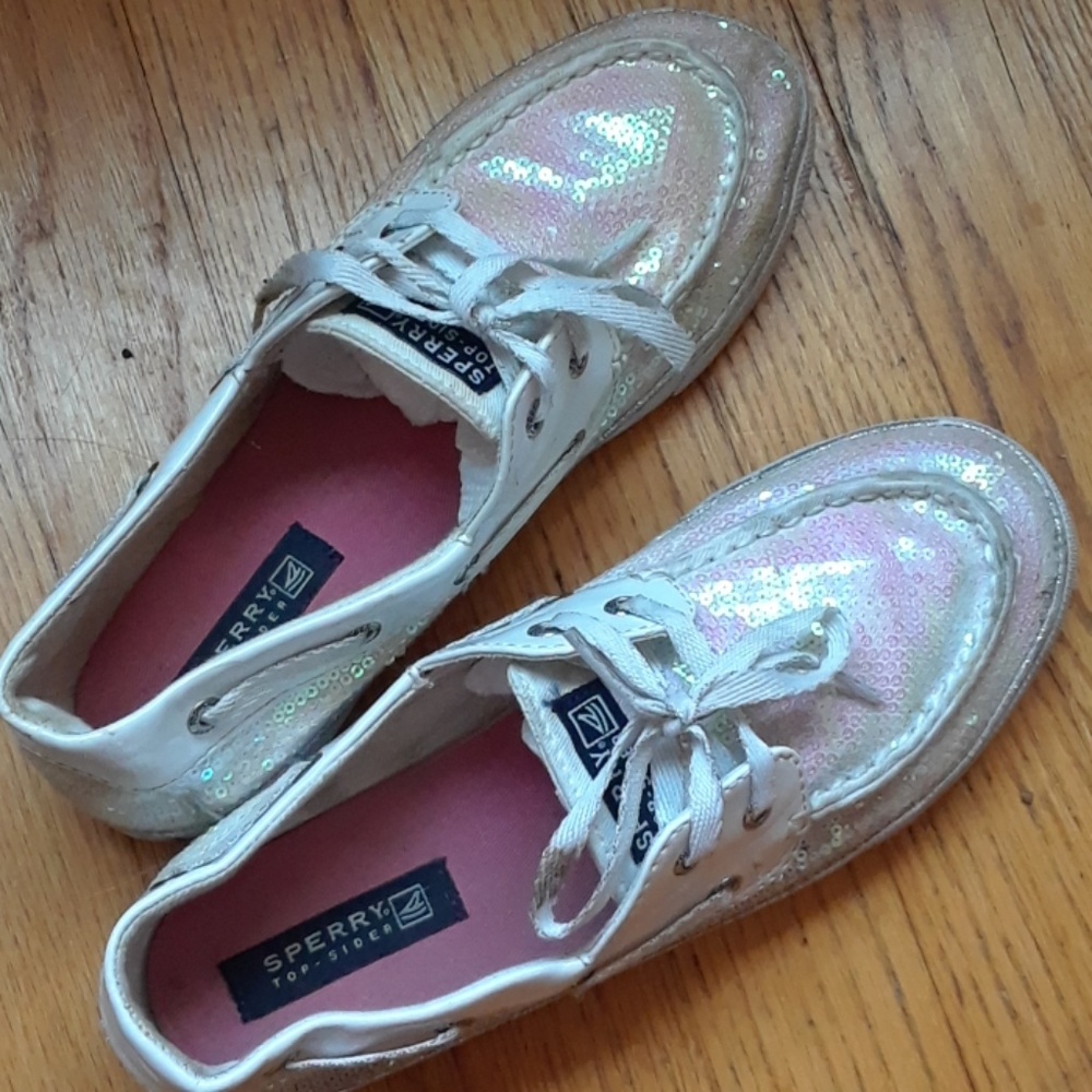 Banana White Iridescent Sperry Boat Shoes