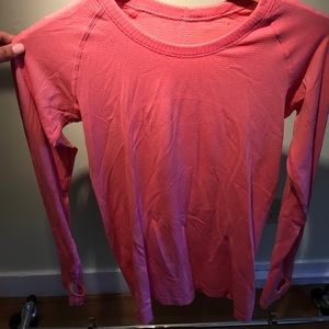 Coral/pink lululemon swiftly long sleeve