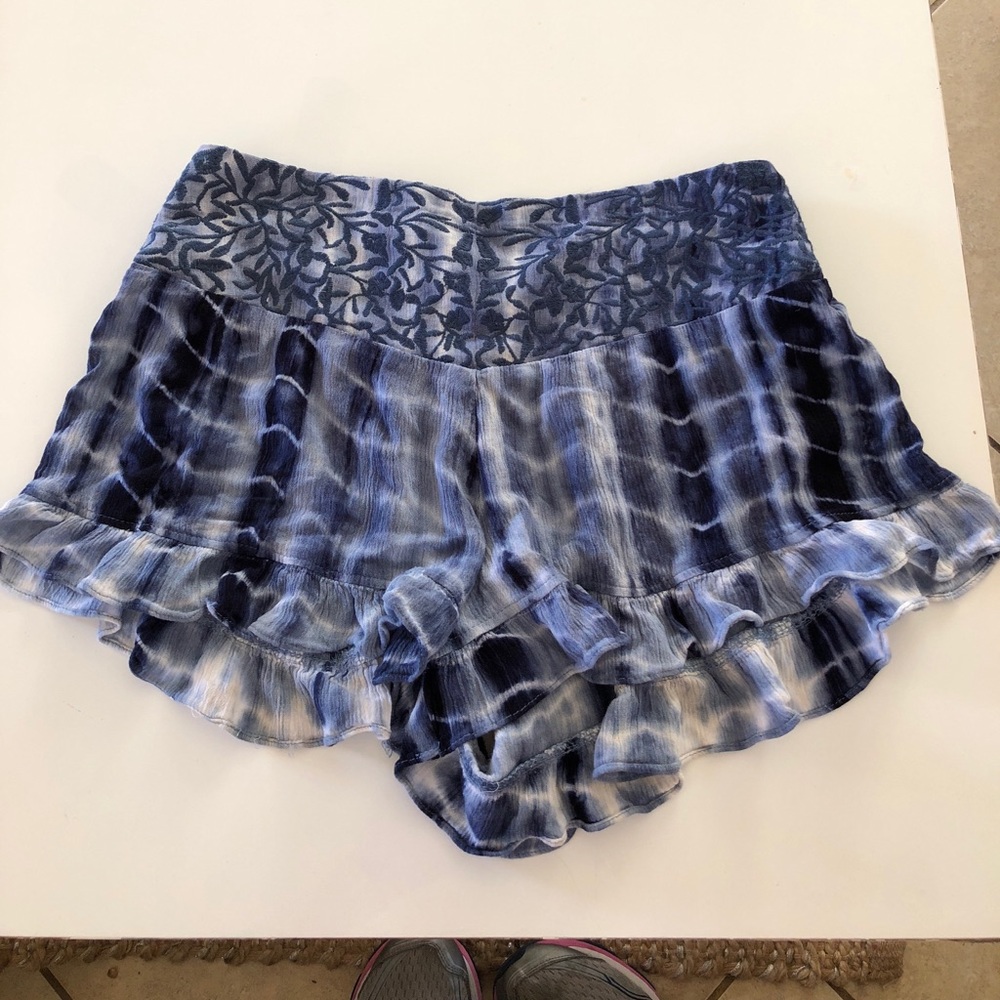 Blue tie dye shorts