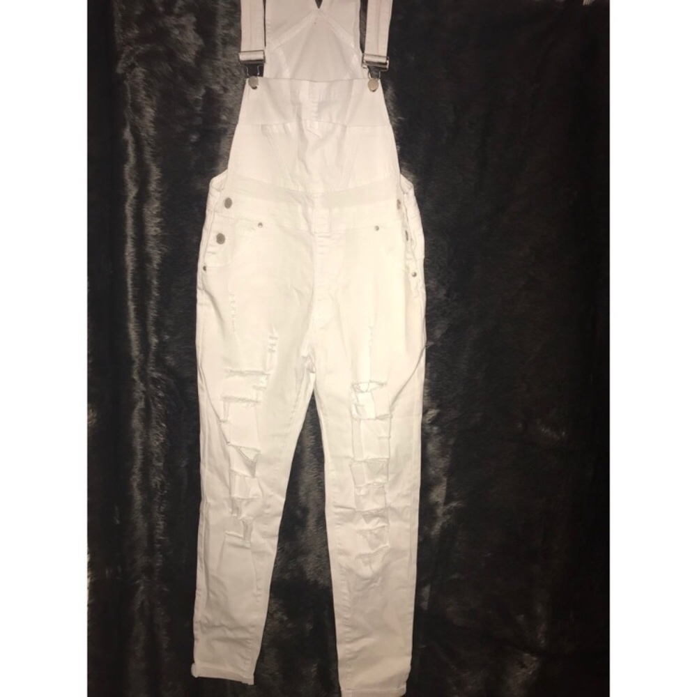 White ripped overalls