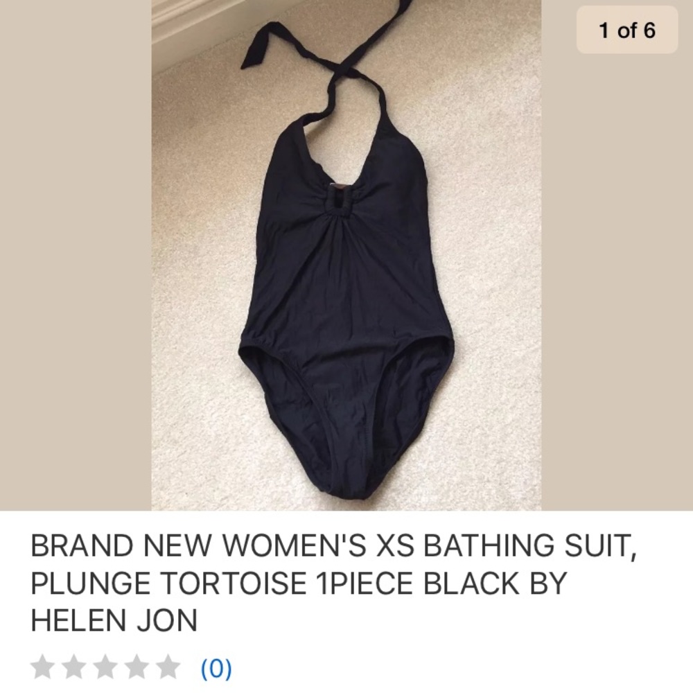 NEW BATHING SUIT PLUNGE 1PIECE BLACK BY HELEN JON