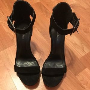 Calvin Klein black suede, open toe heels Calvin Klein black suede, open toe heels