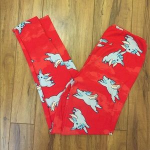 LuLaRoe OS Flying Pig Leggings