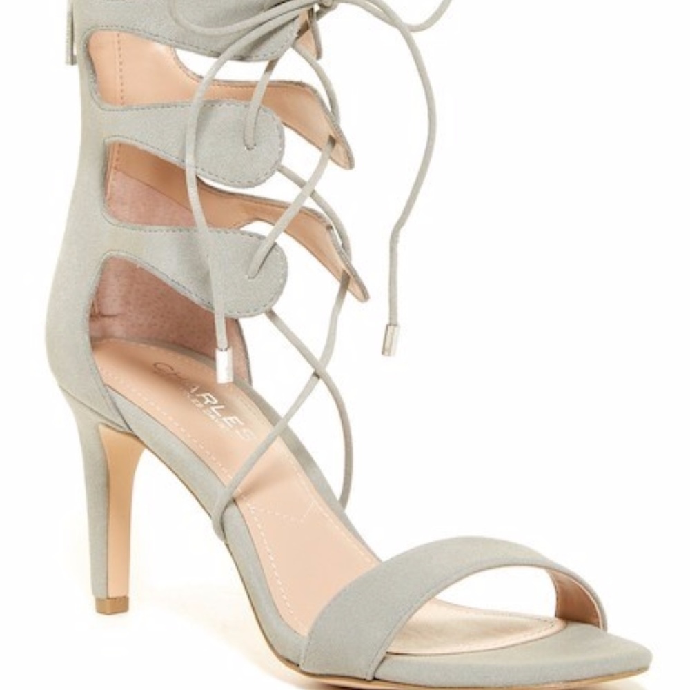 Charles Davis Lace Up Heeled Sandal Neutral