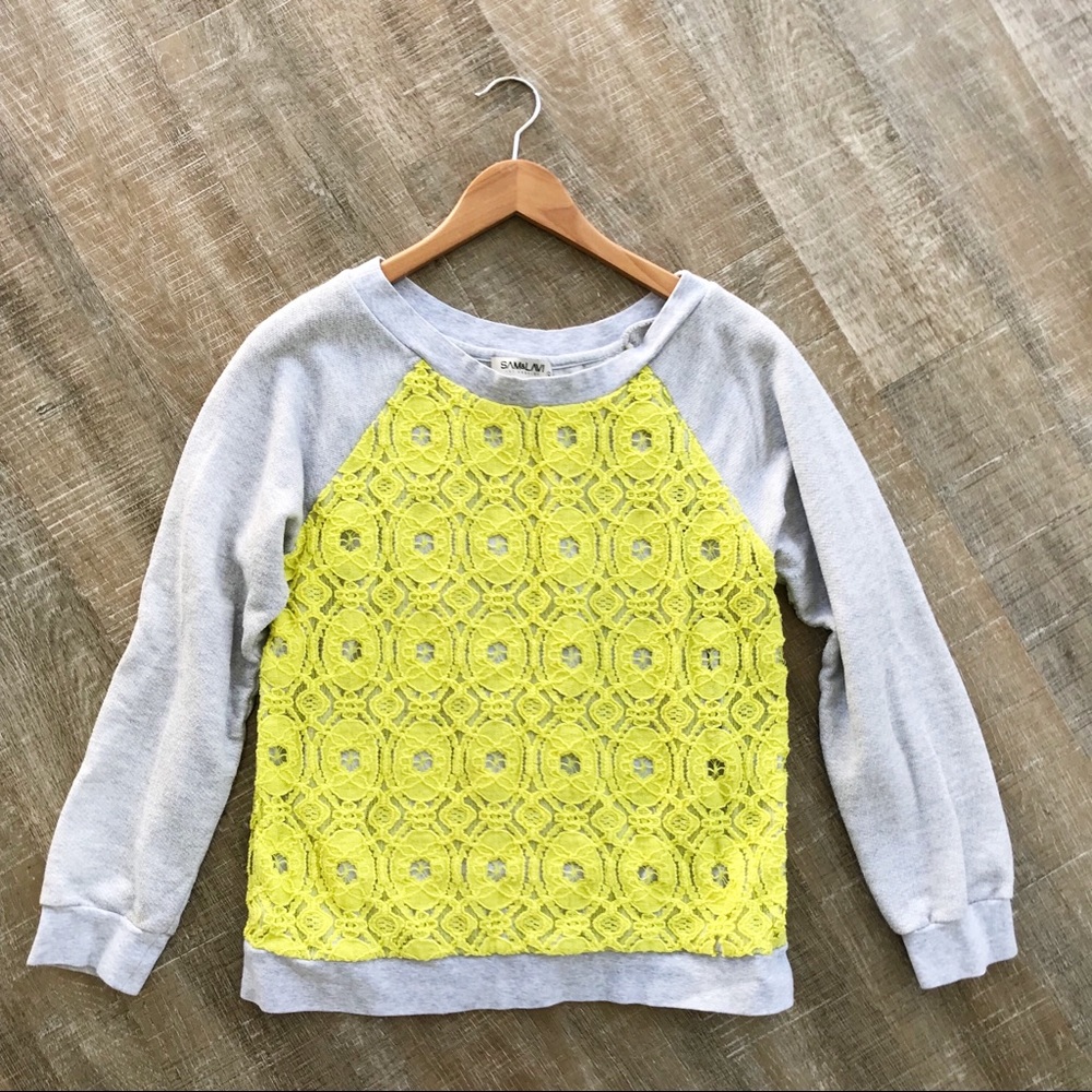 Sam & Lavi (Anthro) Sweatshirt w neon lace overlay