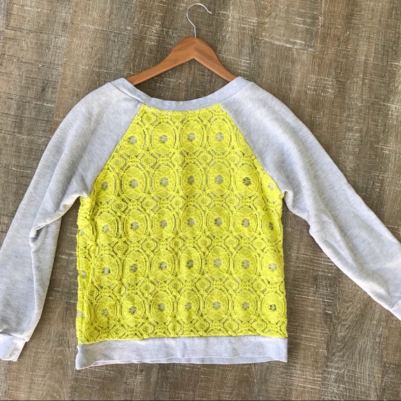 Sam & Lavi (Anthro) Sweatshirt w neon lace overlay - Picture 4 of 4