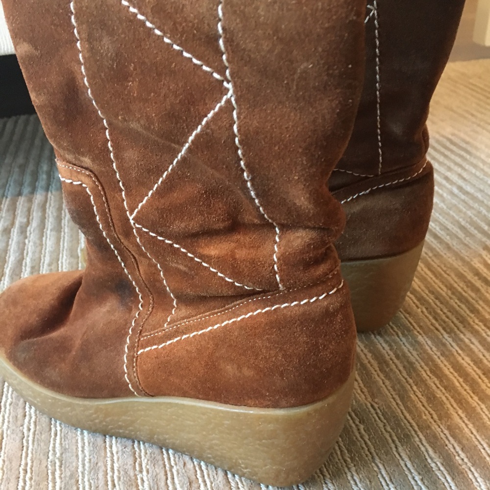 MICHAEL KORS WEDGE KNEE HIGH/FOLD OVER SUEDE BOOTS - Picture 2 of 8
