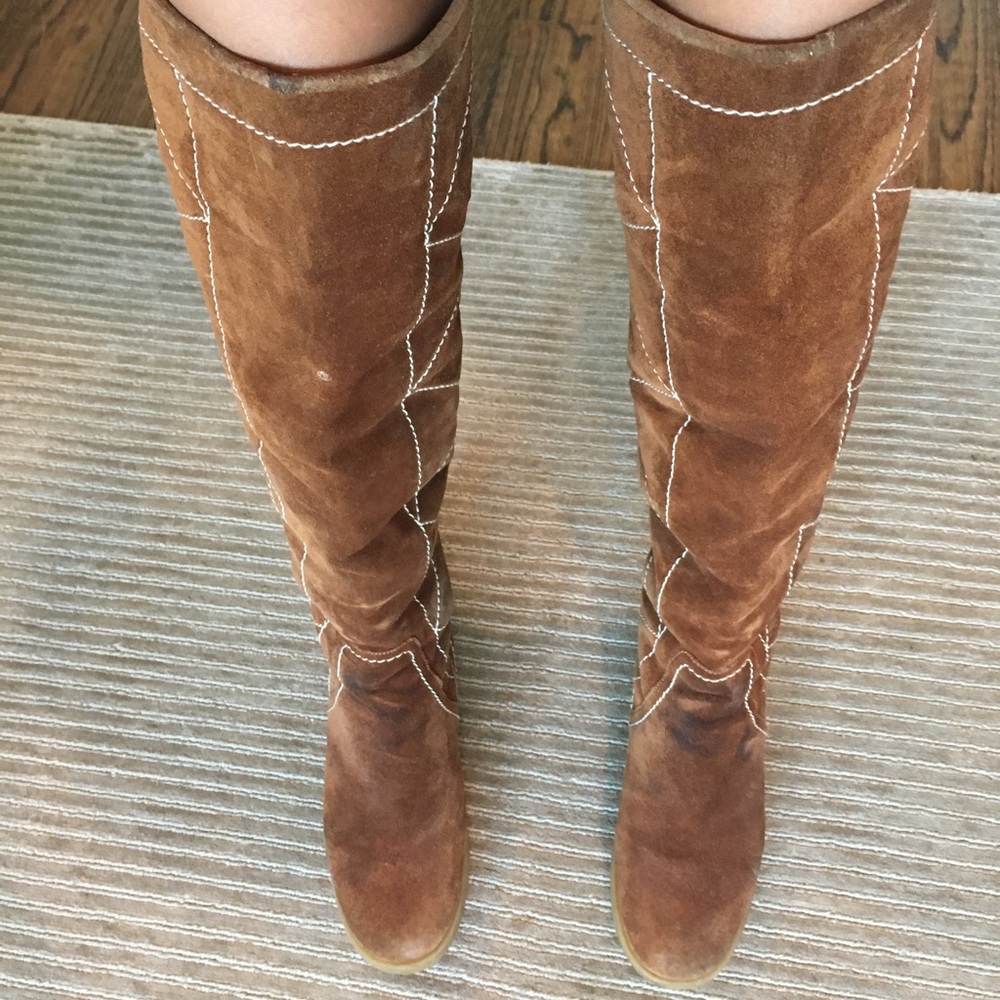 MICHAEL KORS WEDGE KNEE HIGH/FOLD OVER SUEDE BOOTS - Picture 8 of 8