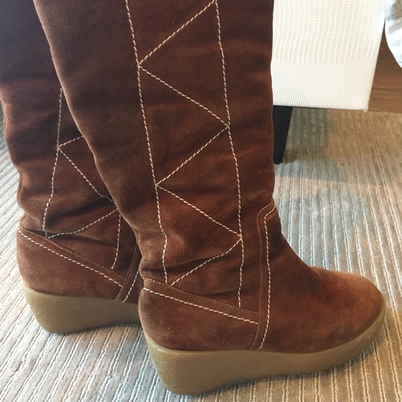 MICHAEL KORS WEDGE KNEE HIGH/FOLD OVER SUEDE BOOTS - Picture 6 of 8