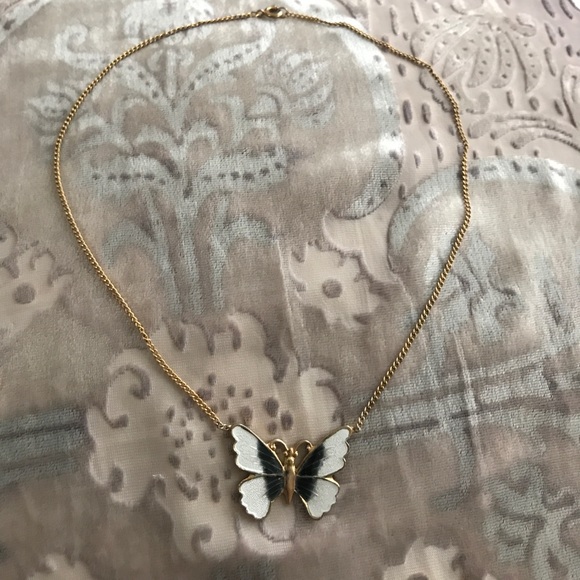  Vintage enamel butterfly necklace- 10” - Picture 3 of 4