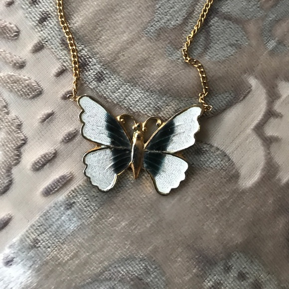 Jewelry -  Vintage enamel butterfly necklace- 10”