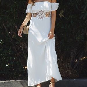 Toby Heart Ginger Dresses - White Off The Shoulder Crochet Maxi Dress Toby Heart Ginger Dresses - White Off The Shoulder Crochet Maxi Dress