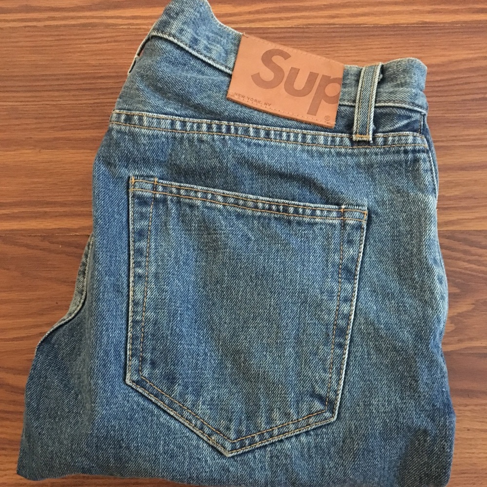 FW14 Supreme Stone Washed Jeans Slim 32