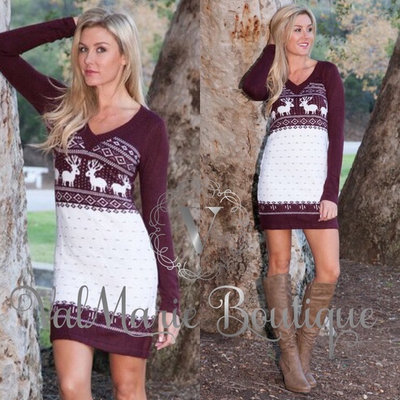 ๐ฅFINAL PRICE๐ฅReindeer Fair Isle Sweater Dress - Picture 2 of 4