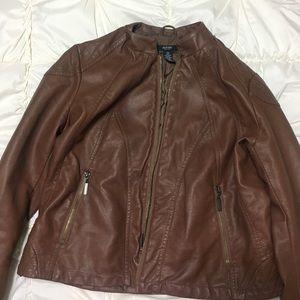Brown faux leather jacket