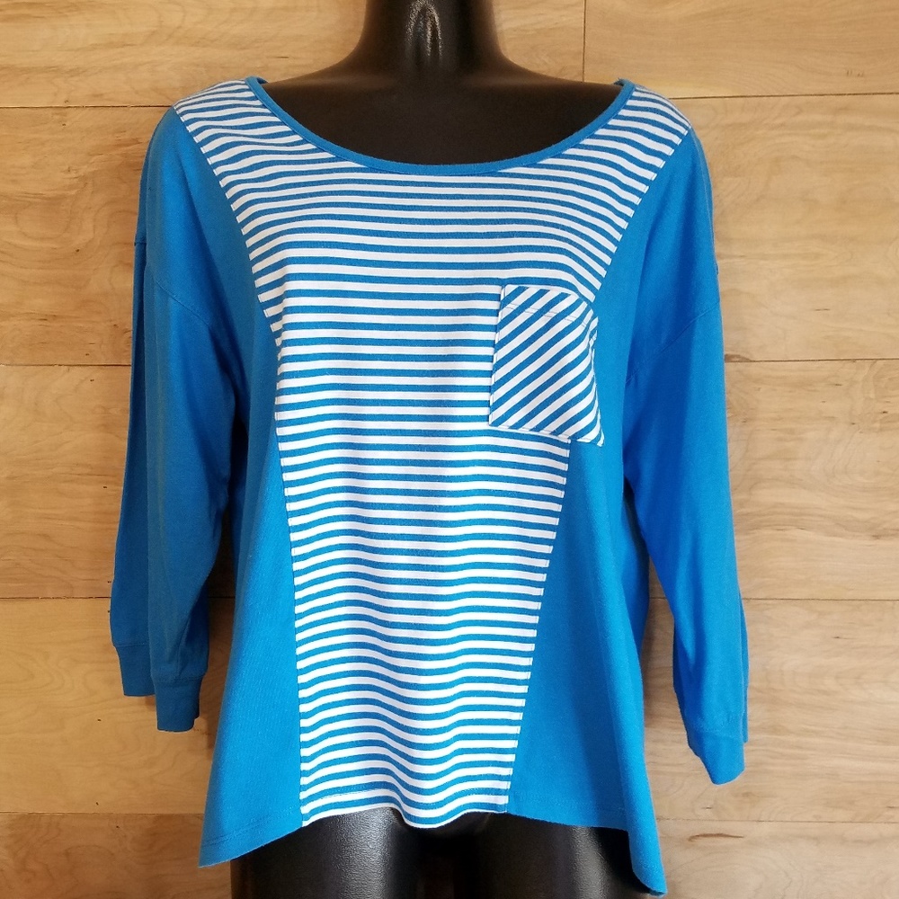 Silverwear Blue/White Stripe Pullover Top Size L
