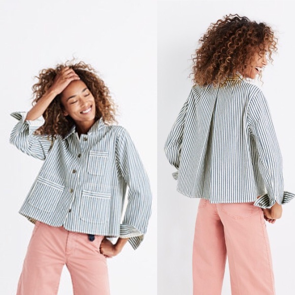 Madewell Jackets & Blazers - Madewell Shrunken Workwear Jacket Poppy Stripe M