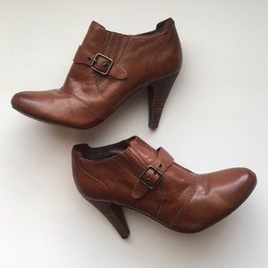 Leather high heel booties