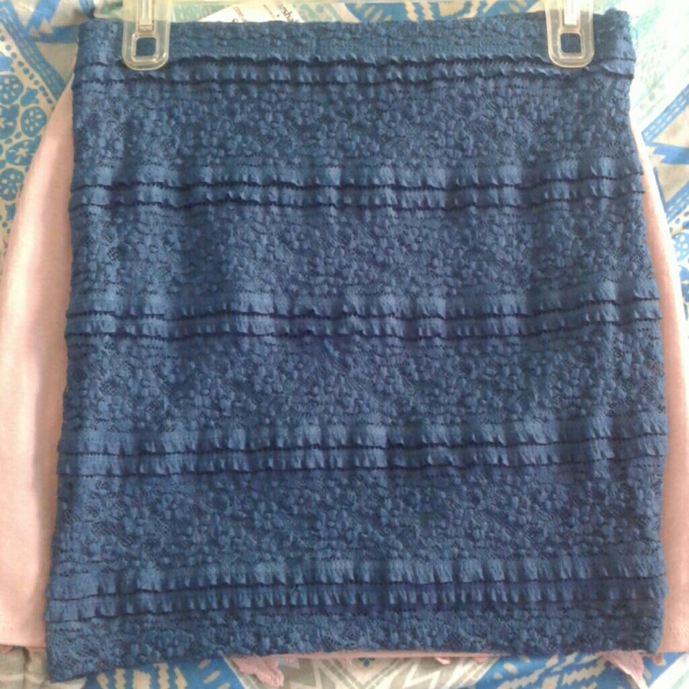 Teal lace skirt