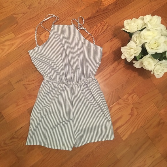 BLUE AND WHITE STRIPED ROMPER - Picture 2 of 2