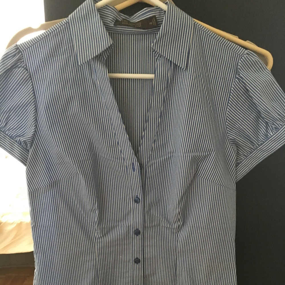 Blue and white stripes blouse