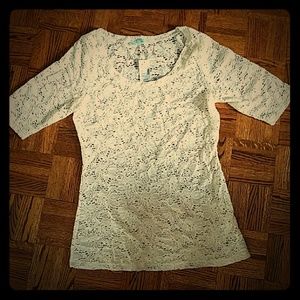 Cream, lace, swoop neck top
