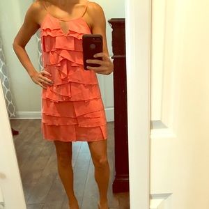 BCBG coral tiered dress