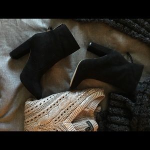 Black high heeled booties
