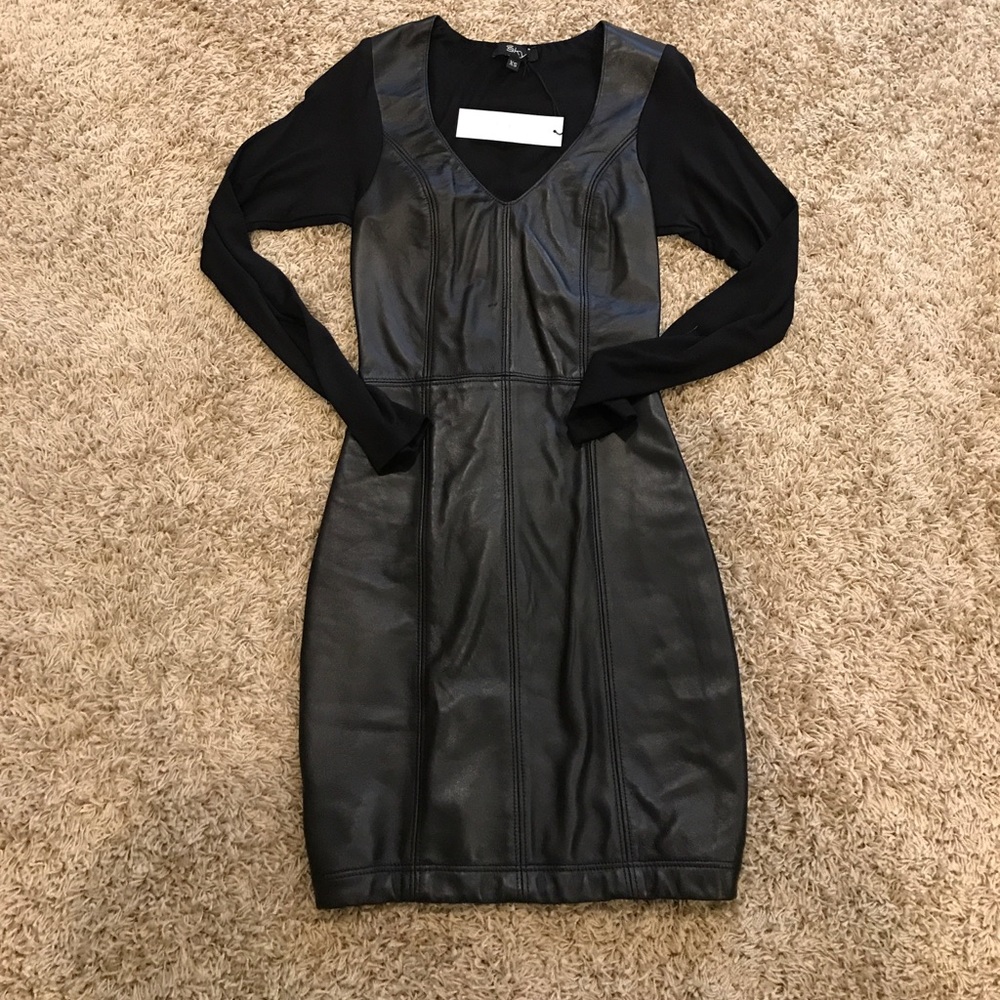 SKY leather mini dress