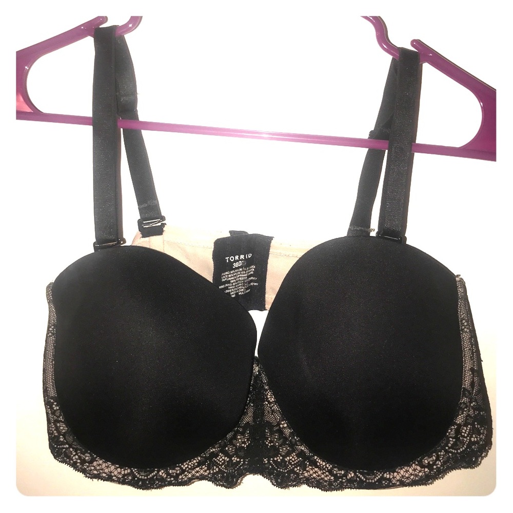 Torrid Strapless Bra 38DD Black Lace