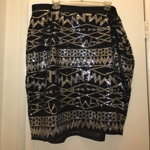 Black/silver sequin skirt